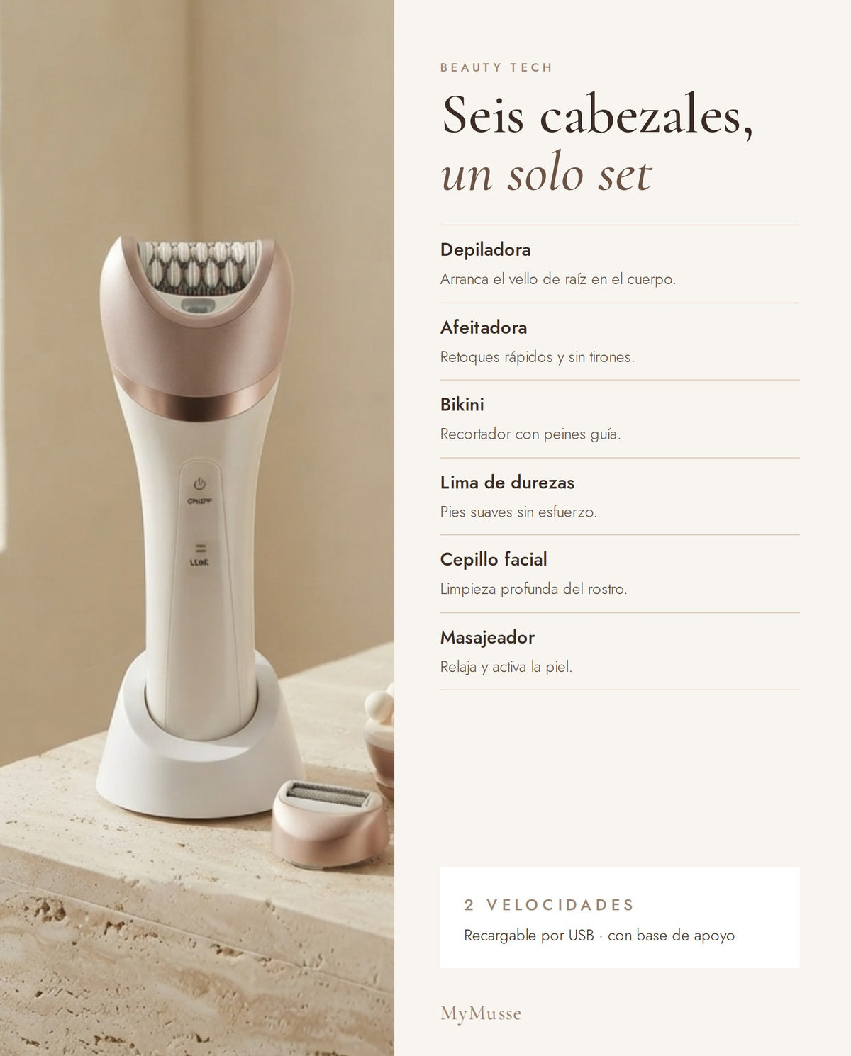 Seis cabezales, un solo set
