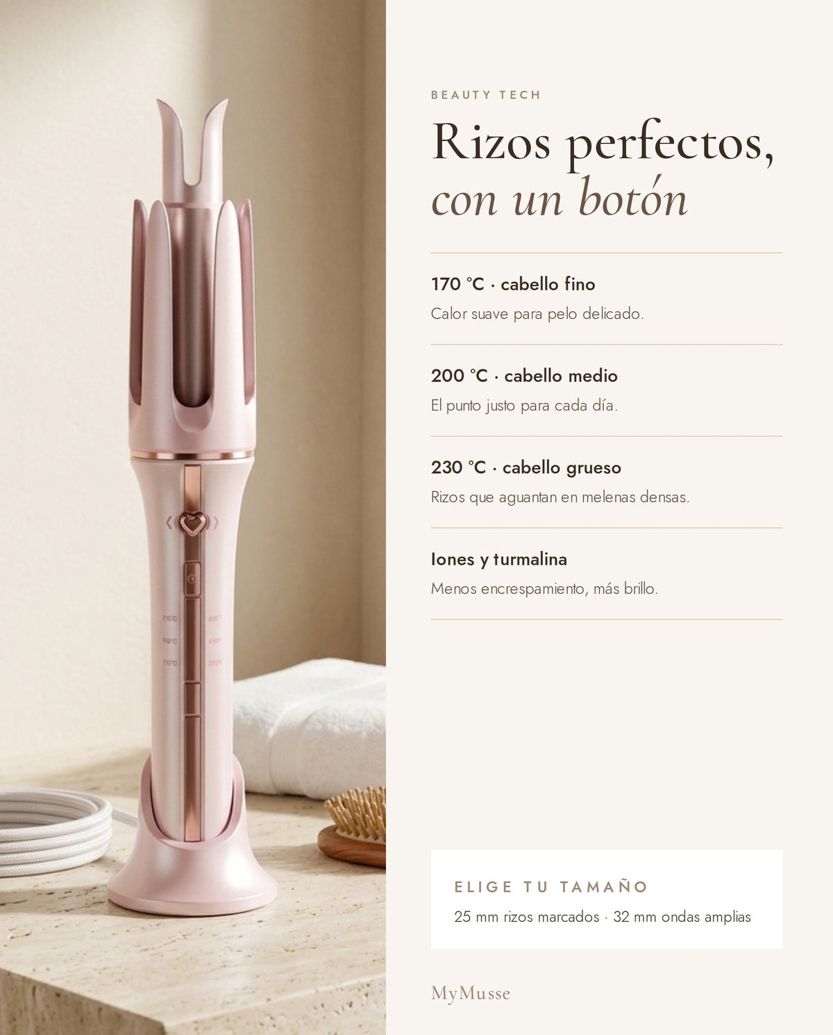 Las 3 temperaturas del rizador automático