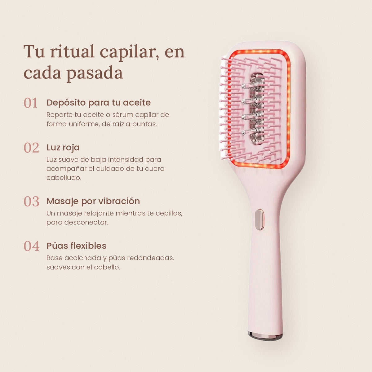 Cepillo Capilar con Luz Roja y Depósito MyMusse
