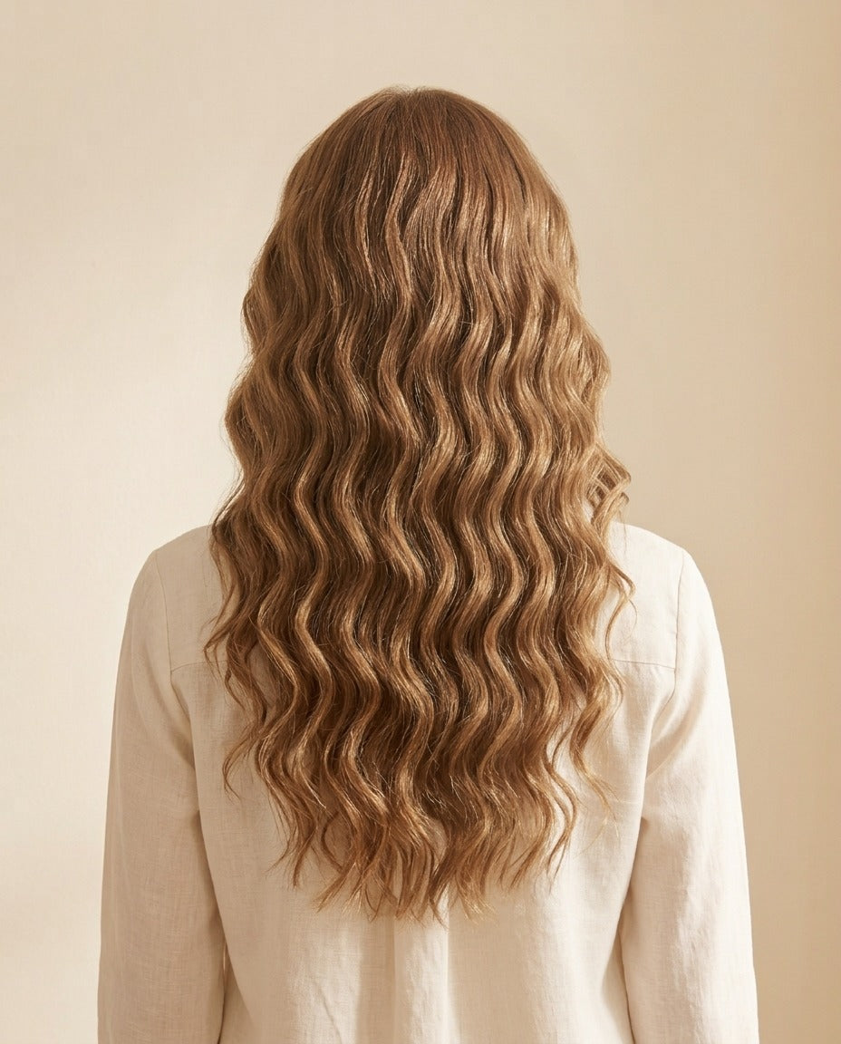 Melena con ondas de playa hechas con el ondulador